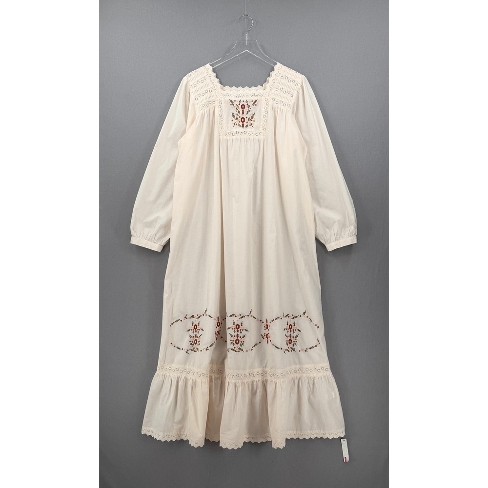 CHRISTY DAWN The Yolanda Organic Cotton Embroidered Maxi Dress Womens XL Cream - Picture 3 of 16